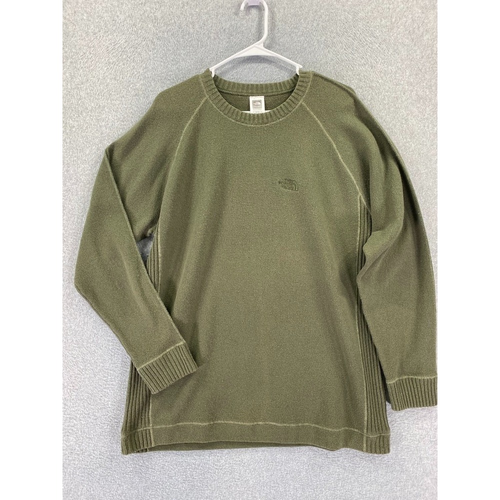 The North Face Sweater Mens XL Green Wool Cotton Blend Knit Pullover Long Sleeve